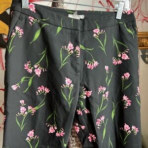 H&M Black Trousers with Pink and Green Floral Design 8